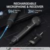 imageTONOR Rechargeable Wireless Microphones Metal Bluetooth Handheld Cordless Mic System with Receiver 2x25 UHF Professional Dynamic Mic for Karaoke Church Singing Wedding Meeting DJ 328ft TW720