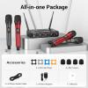 imageTONOR Wireless Microphone System 4  10Channel UHF Cordless Handheld Mic Set with HeadsetLavalier Lapel Mics Bodypack Transmitter Receiver 200ft Range for Karaoke Singing Church DJ PA Speaker4 Handheld Mics GreyRed