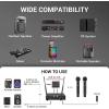 imageTONOR Wireless Microphone System Auto Scan ampamp Pair Professional Rechargeable Wireless Mic 2x100 UHF Metal Cordless Dynamic Mic Set for Karaoke Church Singing Wedding Meeting DJ 328ft TW750