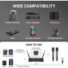 imageTONOR Wireless Microphone System Auto Scan ampamp Pair UHF Rechargeable Karaoke Mic 2x100 Professional Dynamic Cordless Mic for Singing Church Wedding DJ with Adjustable Volume Quick Mute 262ft TW550