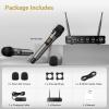 imageTONOR Wireless Microphone Systems Dual UHF Cordless Karaoke Microphone Set Handheld Dynamic Microfono for Singing with Receiver for Home Karaoke Party Church DJ Wedding Speech 200ft TW350 Grey
