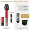 imageTONOR Wireless Microphone UHF Metal Cordless Handheld Mic System with Rechargeable Receiver for Karaoke Singing Party Wedding DJ Speech 200ft TW620 SilverRed