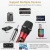 imageTONOR Wireless Microphone UHF Metal Cordless Handheld Mic System with Rechargeable Receiver for Karaoke Singing Party Wedding DJ Speech 200ft TW620 SilverRed