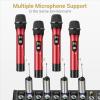 imageTONOR Wireless Microphone UHF Metal Cordless Handheld Mic System with Rechargeable Receiver for Karaoke Singing Party Wedding DJ Speech 200ft TW620 SilverRed