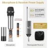 imageTONOR Wireless Microphone UHF Metal Cordless Handheld Mic System with Rechargeable Receiver for Karaoke Singing Party Wedding DJ Speech 200ft TW620 SilverSilver