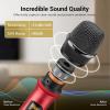 imageTONOR Wireless Microphone UHF Metal Cordless Handheld Mic System with Rechargeable Receiver for Karaoke Singing Party Wedding DJ Speech 200ft TW620 SilverRed