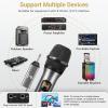 imageTONOR Wireless Microphone UHF Metal Cordless Handheld Mic System with Rechargeable Receiver for Karaoke Singing Party Wedding DJ Speech 200ft TW620 SilverSilver