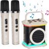 imageMini Karaoke Machine with 2 Wireless Microphones TONOR Portable Bluetooth Karaoke Speaker for Kids Adults with Microfono Mic and Colorful LED Lights Girls Boys Present Child Home Singing Party BeigeBeige
