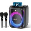imagePortable Karaoke Machine with 2 Microphones TONOR Karaoke Machine for Adults with 5400mAh Battery Bluetooth 50 Karaoke Speaker Set Supports BTTFUSBAUX Rechargeable PA System with TWSFMREC K7K6 Black
