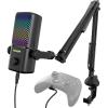 imageTONOR Gaming Mic Compatible with Xbox RGB Streaming Boom Mic with 30H Battery Life Low Noise Monitoring Gain Control One Tap Mute Fast Charging Compatible with Capture Card TCX3 WhiteBLack