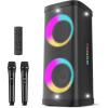 imageTONOR Karaoke Machine 65quot Portable PA System for Adults with 2 UHF Wireless Microphones Bluetooth with Disco LED Lights TypeCUSBTF for Home and Outdoor Events with Button Control K61Karaoke Machine with Knob Control