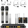 imageTONOR UHF Wireless Microphones System with Metal Cordless HandheldHeadsetLavalier Lapel Mics Bodypack Transmitter Receiver 410 Channels 295ft Range for Singing Karaoke Church Party DJ PA Speaker2 Handheld  2 Bodypack Mics