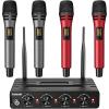 imageTONOR Wireless Microphone System 4  10Channel UHF Cordless Handheld Mic Set with HeadsetLavalier Lapel Mics Bodypack Transmitter Receiver 200ft Range for Karaoke Singing Church DJ PA Speaker4 Handheld Mics GreyRed