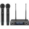 imageTONOR Wireless Microphone System Auto Scan ampamp Pair Professional Rechargeable Wireless Mic 2x100 UHF Metal Cordless Dynamic Mic Set for Karaoke Church Singing Wedding Meeting DJ 328ft TW750