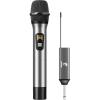 imageTONOR Wireless Microphone UHF Metal Cordless Handheld Mic System with Rechargeable Receiver for Karaoke Singing Party Wedding DJ Speech 200ft TW620 SilverSilver