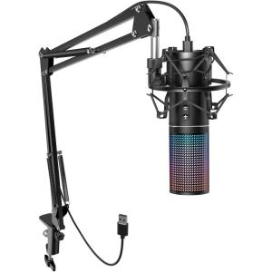 imageRGB Gaming Mic TONOR USB PC Microphone with Adjustable Boom Arm Quick Mute Button for Streaming Podcasting Recording Singing Condenser Cardioid Microfono Kit for PS45 Twitch Gamer YouTuber Q9SQ9S