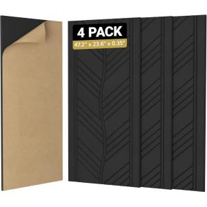 imageTONOR 4 PCS Acoustic Panels 472 x 236 x 035 Leaf Pattern Soundproof Wall Panels Full SelfAdhesive Sound Absorbing Panels for Echo Reduction Acoustic Treatment for Studio Home WhiteBlack