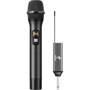 imageTONOR Wireless Microphone UHF Metal Cordless Handheld Mic System with Rechargeable Receiver for Karaoke Singing Party Wedding DJ Speech 200ft TW620 SilverBlack