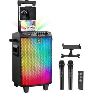 imageWireless Karaoke Machine for Adults TONOR PA System Portable Bluetooth Singing Speaker with Dual Wireless Microphones Microfono Disco Ball for Home Karaoke Party Class and Church K20