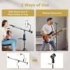 imageTONOR Microphone Stand with Tablet Holder Cup Tray Extra Weights Tripod Boom Arm for Floor Adjustable Height and Angle Heavy Duty Stand with Carrying Bag Pad Clamp Compatible with Yeti T35Mic Stand with Tray