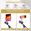 imageTONOR Microphone Stand with Tablet Holder Cup Tray Extra Weights Tripod Boom Arm for Floor Adjustable Height and Angle Heavy Duty Stand with Carrying Bag Pad Clamp Compatible with Yeti T35Mic Stand with Tray