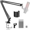 imageTONOR Microphone Boom Arm with High Riser Adjustable Mic Stand Arm with Extralarge Pop Filter Perfect for Podcasts Streaming GamingOffice Recording Upgraded Model Heights Extensions T10LLarge